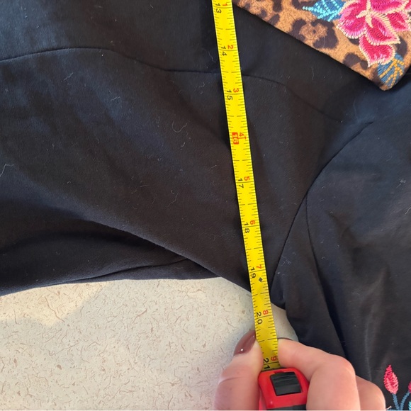 Embroidered Black Jacket with Leopard Print and flower Accents - Picture 8 of 8